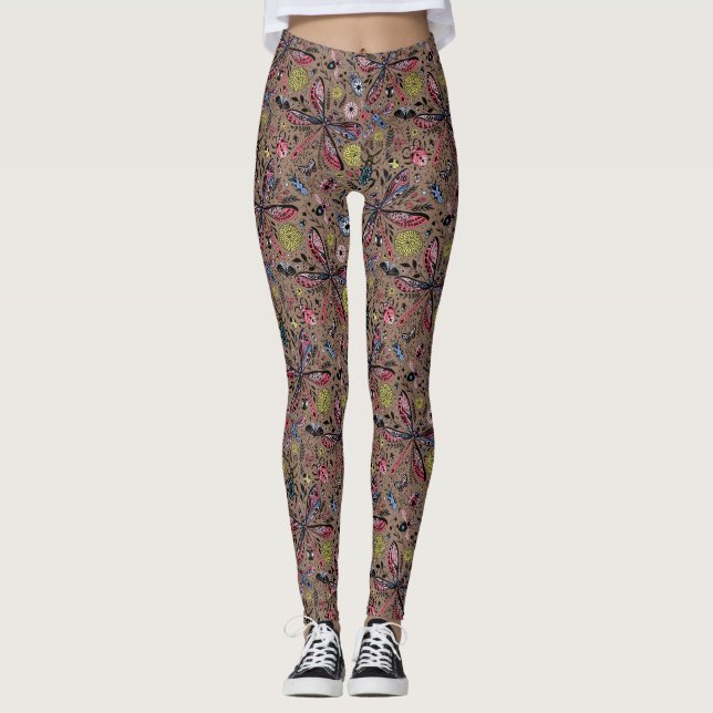 Leggings Bugs de Doodle sur mocha brown (Devant)