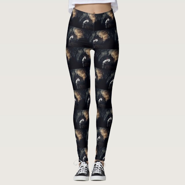 Leggings Bull Terrier Halloween Épouvantable (Devant)