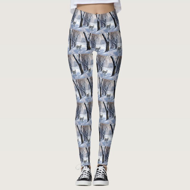 Leggings Bull Terrier Laissez Tomber Neige Noël (Devant)