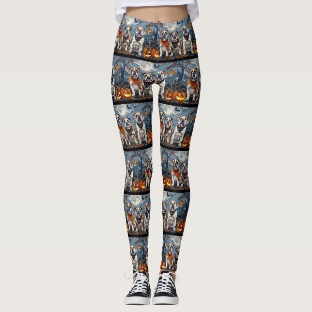 Leggings Bulldog Halloween Éffrayant (Devant)