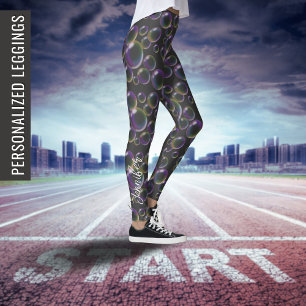 Leggings Bulles de savon   Avec votre NOM ou TEXTE yoga