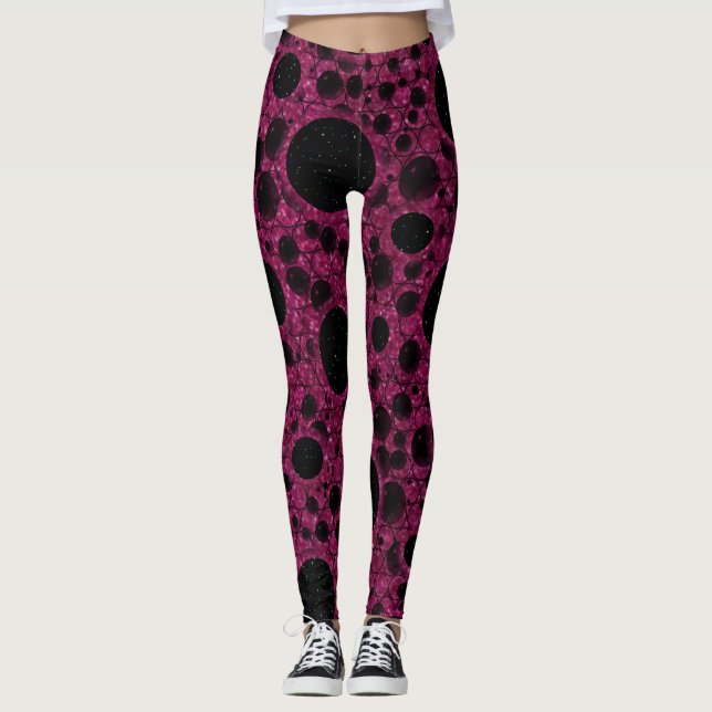Leggings Bulles d'espace tachetées - Paillettes Fuschia (Devant)