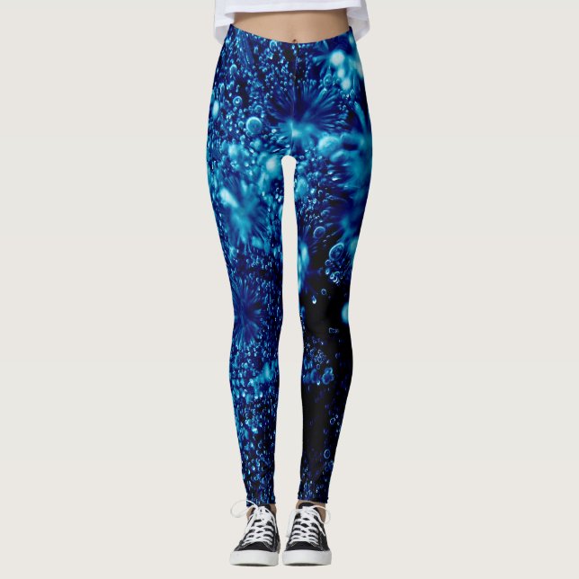 Leggings Bulles gelées abstraites étincelles bleues (Devant)