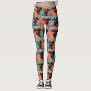 Leggings Bullmastiff avec coeur Roses Saint-Valentin