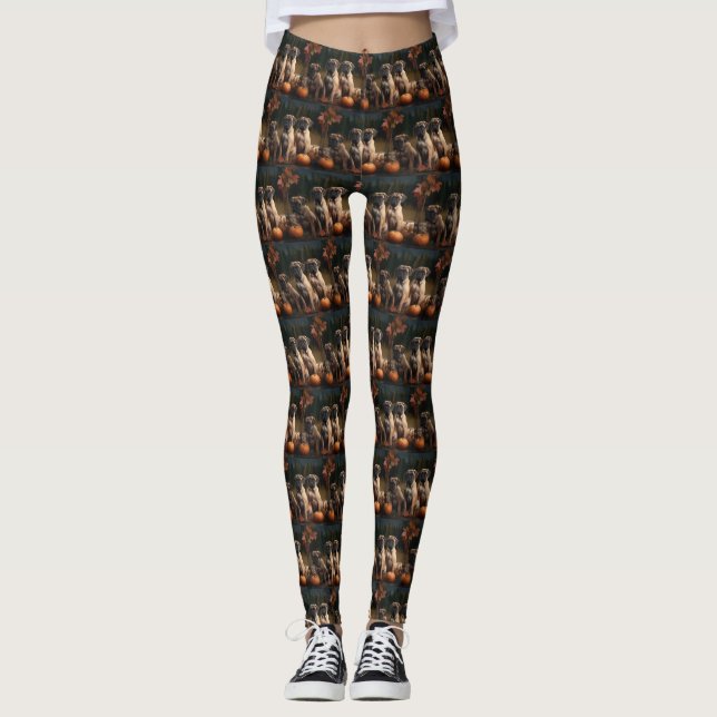 Leggings Bullmastiff Chiot Automne Citrouille de plaisir (Devant)
