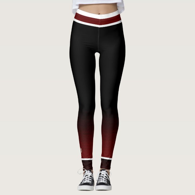 Leggings Burgundy/ Blanc / Noir- cheville Conception Footba (Devant)