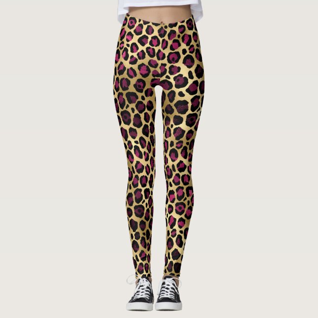 Leggings Burgundy et Gold Leopard Series Design 2 (Devant)