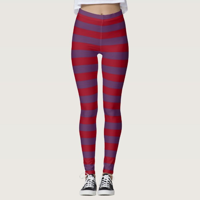 Leggings Burgundy et Purple Stripes (Devant)