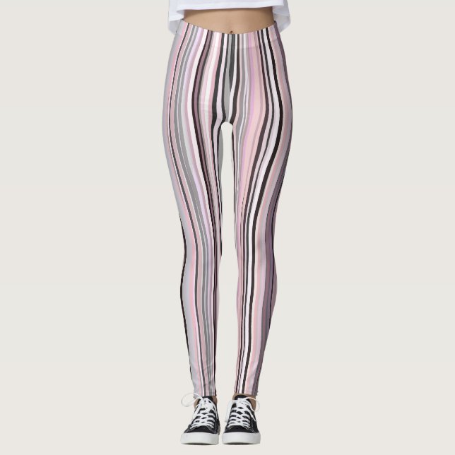 Leggings Burgundy, rose et violet rayures ondulées (Devant)