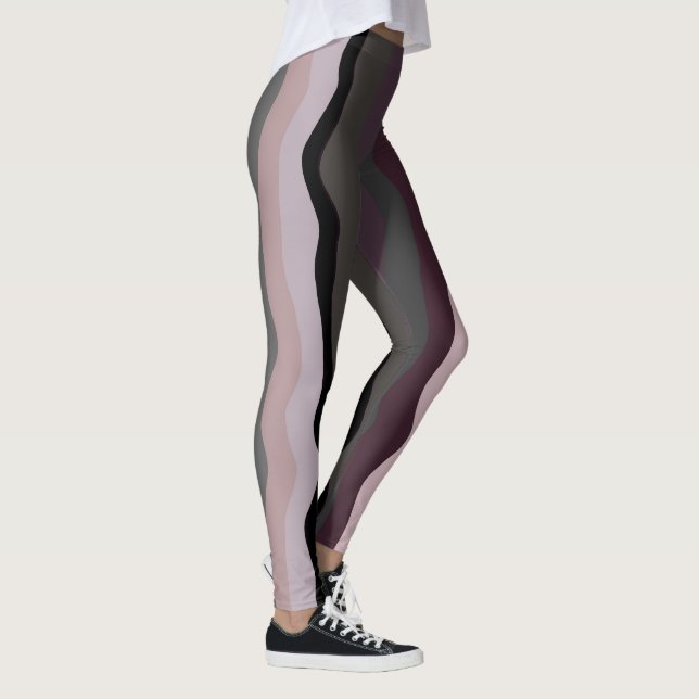 Leggings Burgundy, rose et violet rayures ondulées (Droite)