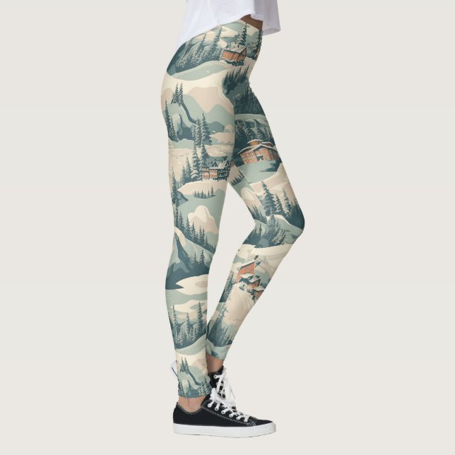Leggings Cabines skieurs vintages en Woods Blue (Droite)
