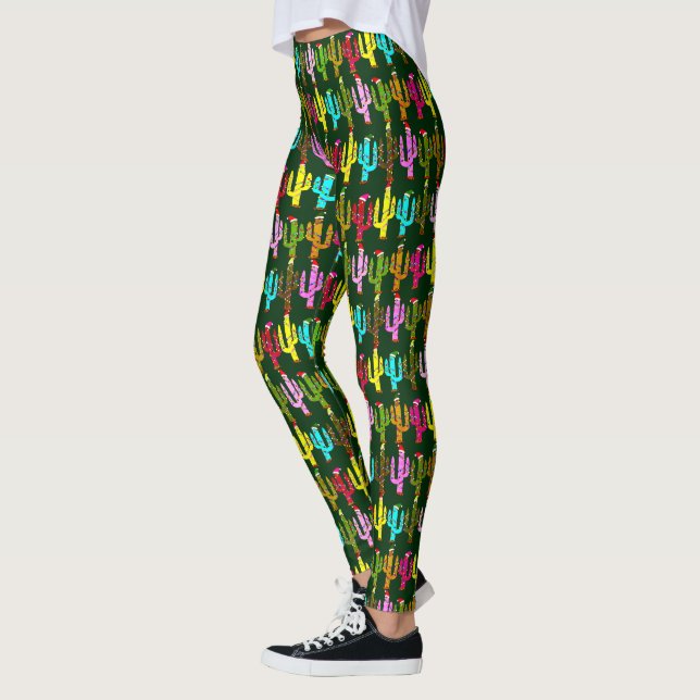 Leggings Cactus de Noël décoré pour les fêtes  (Gauche)