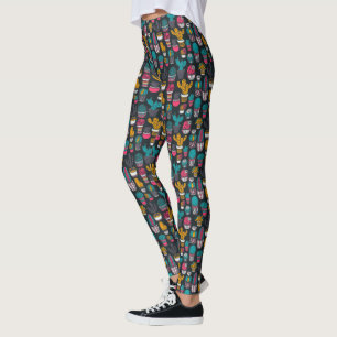 Leggings Cactus dessinés à la main dans le Motif Style d'es