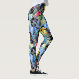 Leggings Cactus et succulents Aquarelle sud-ouest vibrante