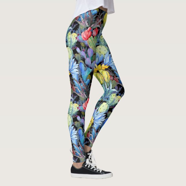 Leggings Cactus et succulents Aquarelle sud-ouest vibrante (Droite)
