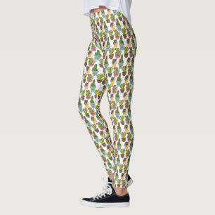 Leggings Cactus Intérieur & Succulents Dans Les Pots Motif