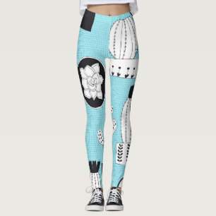 Leggings Cactus, succulent : dessin manuel sans couture.