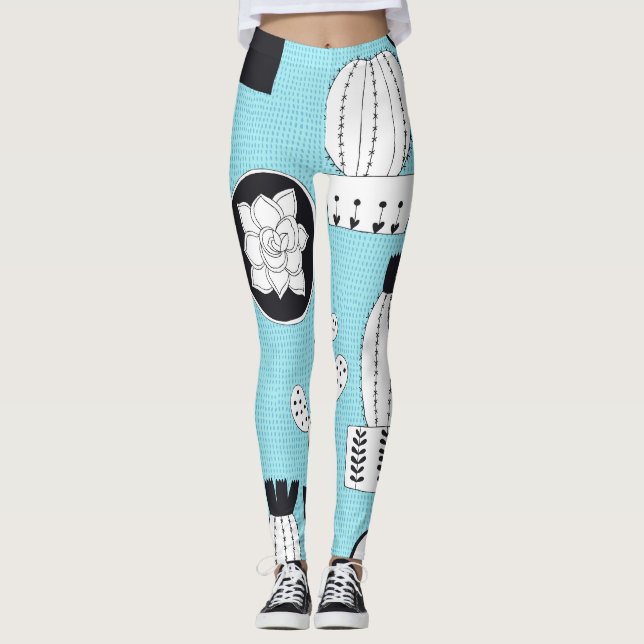 Leggings Cactus, succulent : dessin manuel sans couture. (Devant)