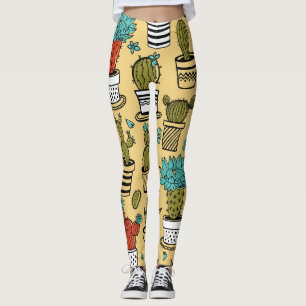 Leggings Cactus Succulent : Esquisse tirée à la main