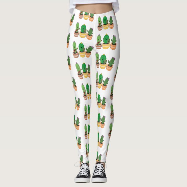 Leggings Cactus trio chantante mignonne dessin animé (Devant)