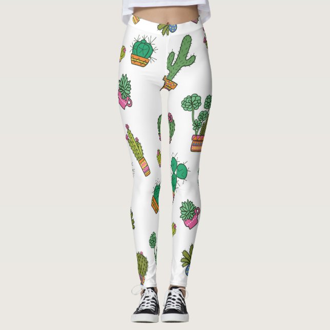 Leggings Cactus vintages : Design Motif sans couture. (Devant)