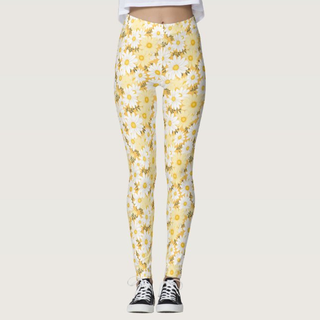 Leggings Cadeau d'anniversaire | Basilique blanche et jaune (Devant)