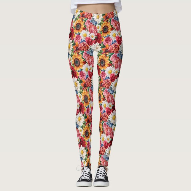 Leggings Cadeau d'anniversaire | Composition florale vibran (Devant)