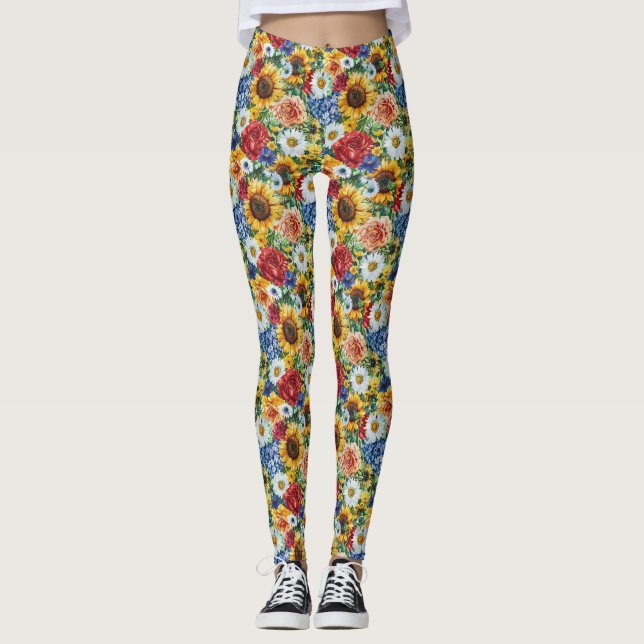 Leggings Cadeau d'anniversaire | Composition florale vibran (Devant)