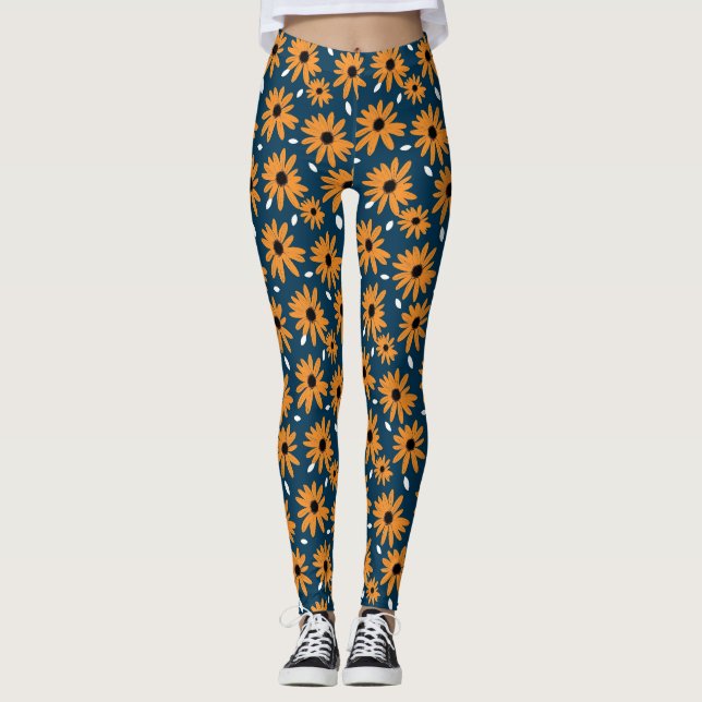 Leggings Cadeau d'anniversaire | Orange Daisy Seamless (Devant)