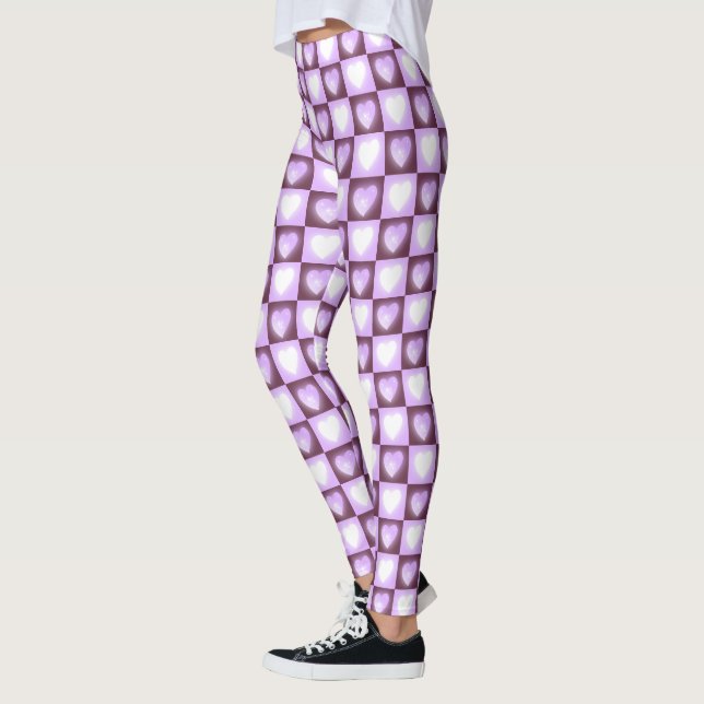 Leggings Cadeau de la Saint-Valentin Cœurs Célestes Mauve P (Gauche)