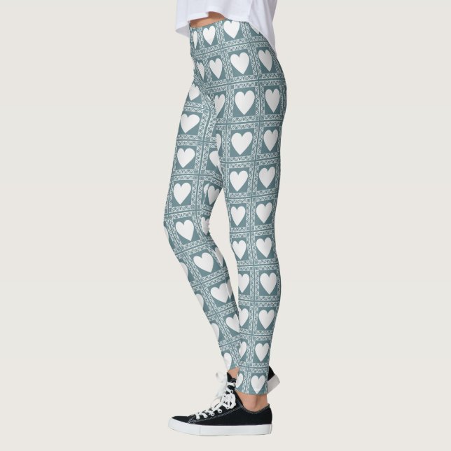 Leggings Cadeau de la Saint-Valentin Cœurs Géométriques Tea (Gauche)