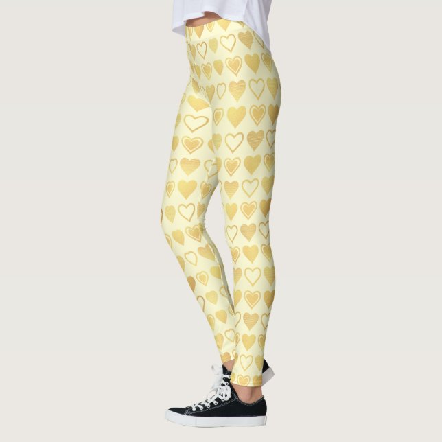 Leggings Cadeau de la Saint-Valentin Cœurs Minimaux Crème C (Gauche)