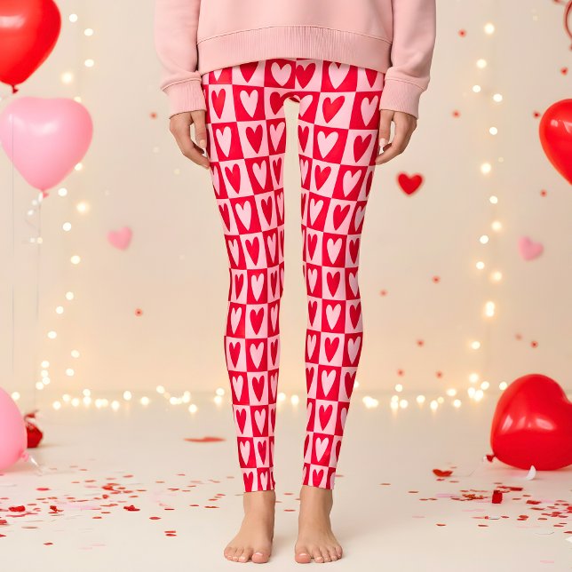 Leggings Cadeau de la Saint-Valentin Cœurs Rouge Cerise Cla (Créateur téléchargé)