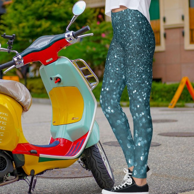 Leggings Cadeau de Noël à texture de paillettes bleues océa (Créateur téléchargé)
