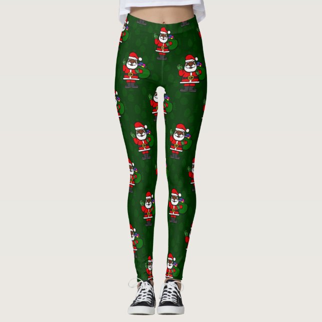 Leggings cadeau de noël de père Noël en Afrique (Devant)