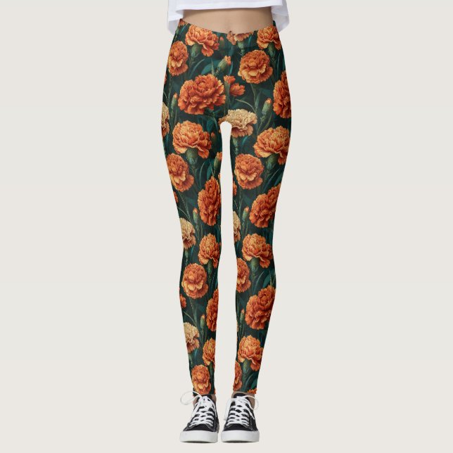 Leggings Cadeau de pétale de oeillet de musculation orange  (Devant)