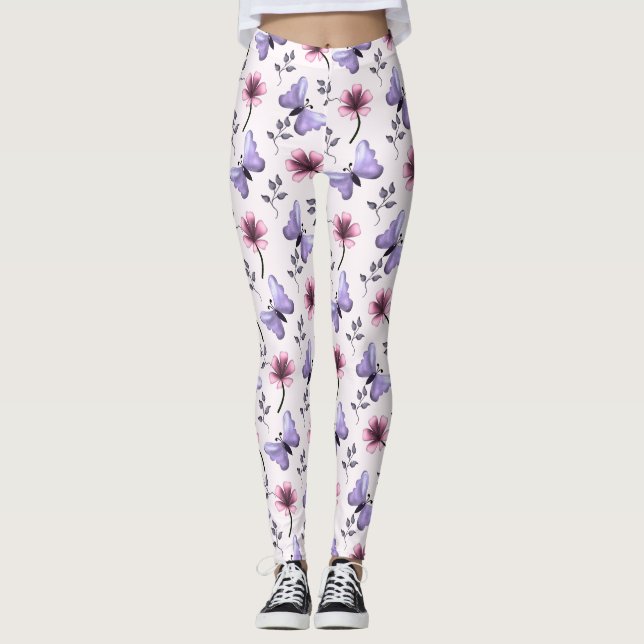 Leggings Cadeau floral papillon de printemps   (Devant)