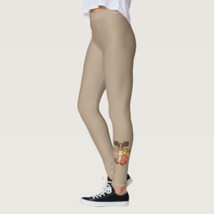 Leggings Cadeau mignon d'orignaux de Noël