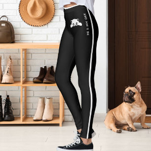 Leggings Cadeau personnalisé de chat mignon en noir et blan