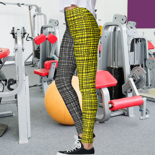 Leggings Cadeau Tartan Clan Plaid Écossais Gris Noir Jaune
