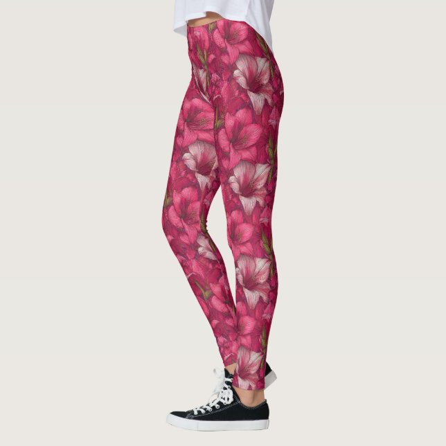 Leggings Cadeaux d'anniversaire de pétale d'Amaryllis d'exe (Gauche)