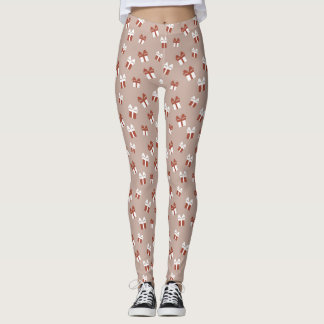 Leggings Cadeaux de Noël Brown et blanc Motif