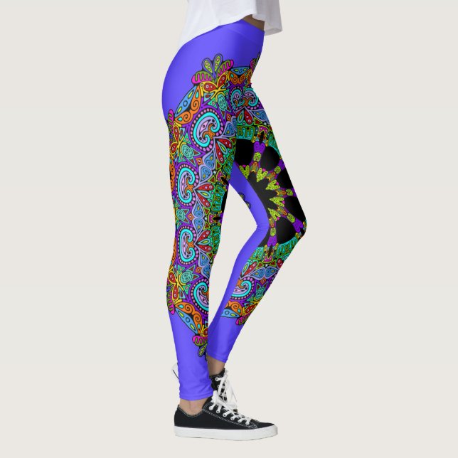Leggings Cadran de Montre Mandala Peint à la Main 24 (Droite)