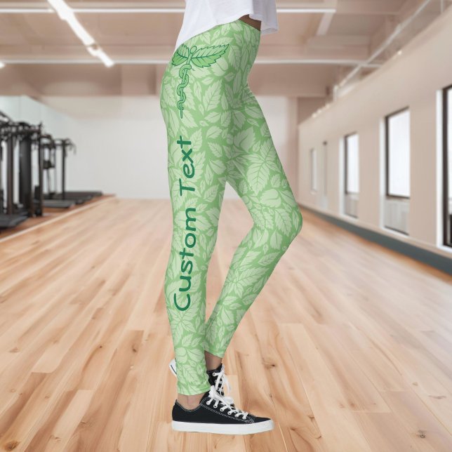Leggings Caducée avec fond de feuilles (Créateur téléchargé)