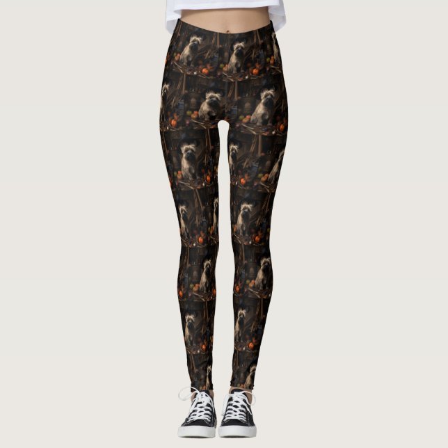 Leggings Cairn Terrier Citrouilles Halloween effroi (Devant)