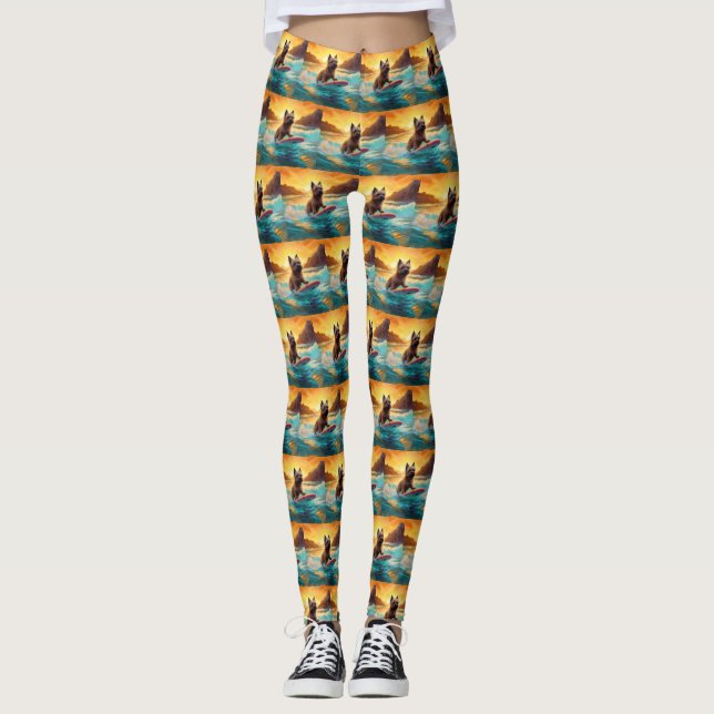 Leggings Cairn Terrier Plage Surf Peinture (Devant)