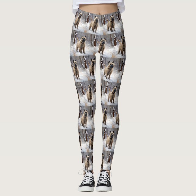 Leggings Cairn Terrier Qu'Il Neige Noël (Devant)