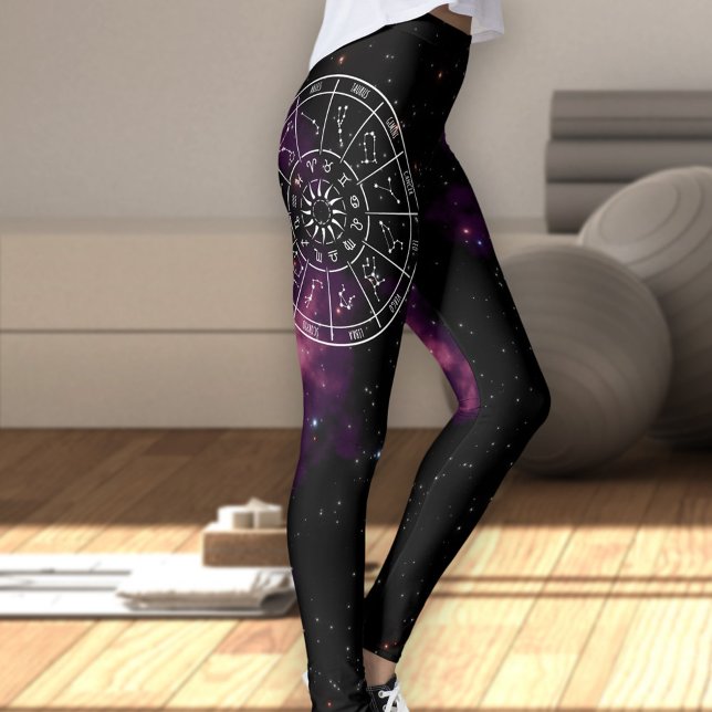Leggings Calendrier zodiaque | Nebula violette & Signes éto (Créateur téléchargé)
