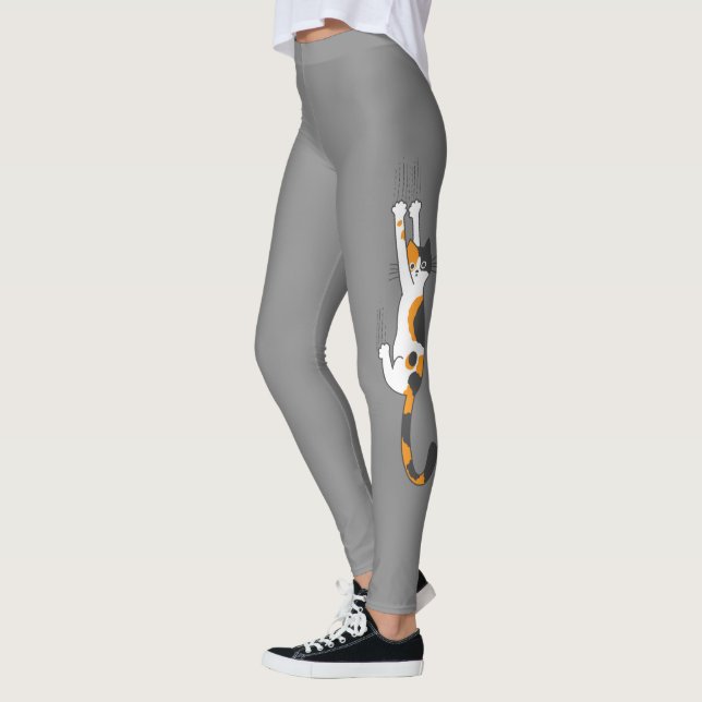 Leggings Calico Cat Accroché| Amoureux des chats amusante (Gauche)