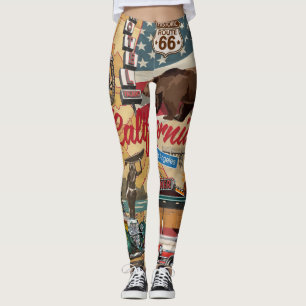 Leggings Californie vintage : carte touristique.